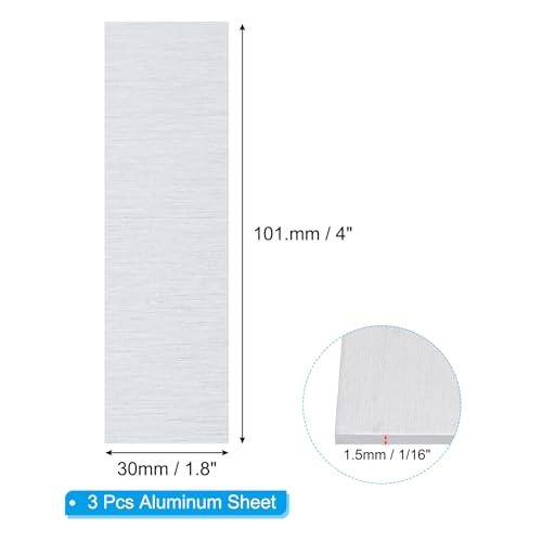 6061 T651 Aluminum Sheet Metal 4 x 1.18 x 1/16(0.0625") Inch 3Pcs Flat view 2