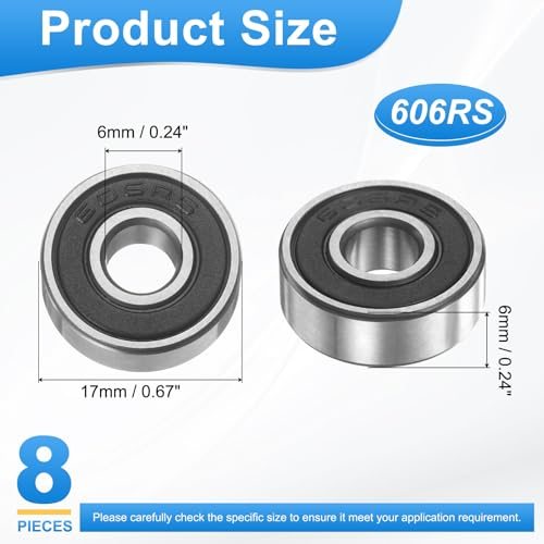 606RS 6mmx17mmx6mm Deep Groove Ball Bearing Plastic Sealed, Double view 2