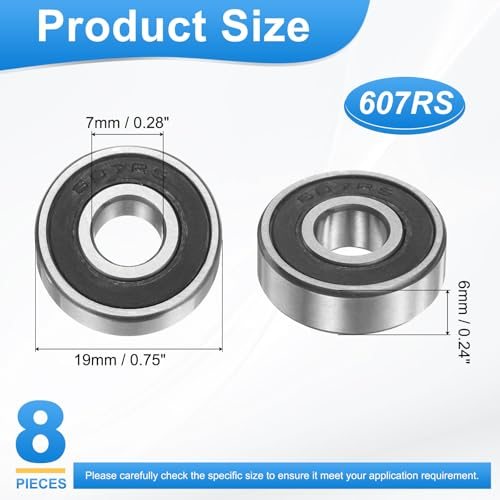 607RS 7mmx19mmx6mm Deep Groove Ball Bearing Plastic Sealed view 2