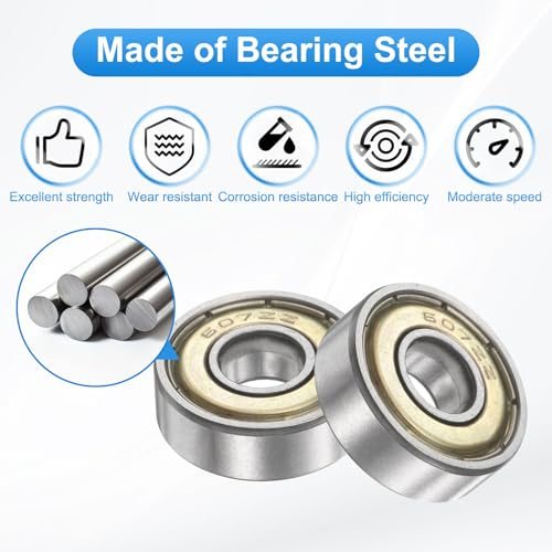 607ZZ 7mm x 19mm x 6mm Deep Groove Ball Bearing Metal Sealed 20Pcs view 3