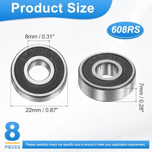 608RS 8mmx22mmx7mm Deep Groove Ball Bearing Plastic Sealed view 2