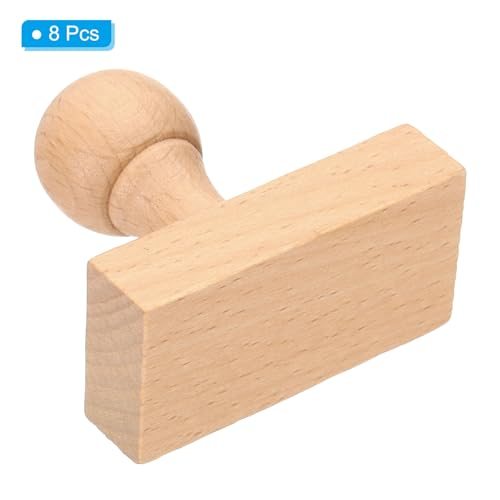60mm Stamp Wood Square Handle, 8 Pack Wooden Knobs Stamp Mounts Drawer view 3