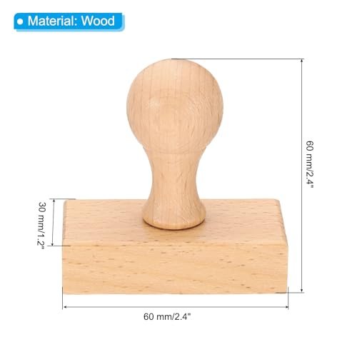 60mm Stamp Wood Square Handle, 8 Pack Wooden Knobs Stamp Mounts Drawer view 2