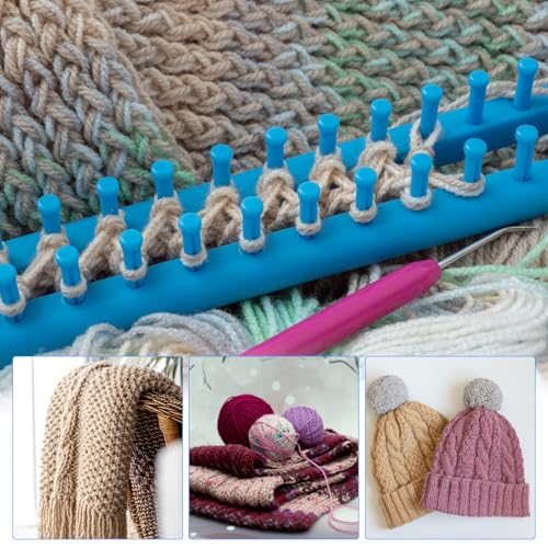 62 Hooks 58cm Knitting Loom Machines Kit, Plastic Darning Weave Tool view 5