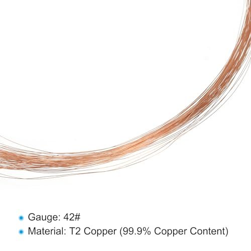 66 Feet Solid Bare Copper Wire, 42 Gauge 99.9% Pure Copper Wire 0.1mm view 3