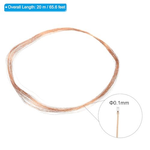 66 Feet Solid Bare Copper Wire, 42 Gauge 99.9% Pure Copper Wire 0.1mm view 2