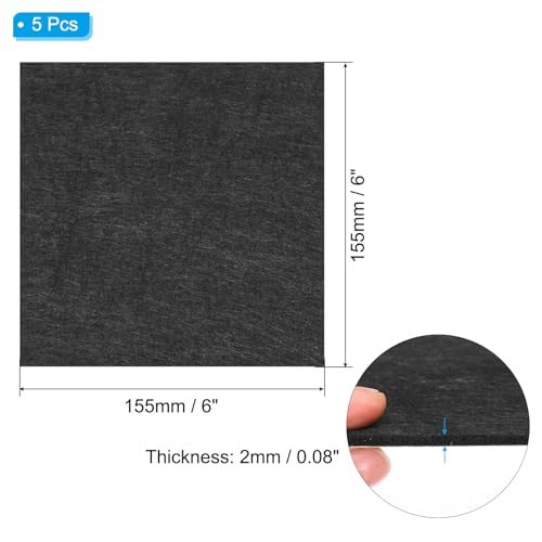 6x6 Inch Black Square Felt Lamp Base Pads, 5 Pack, 2mm Thickness view 2