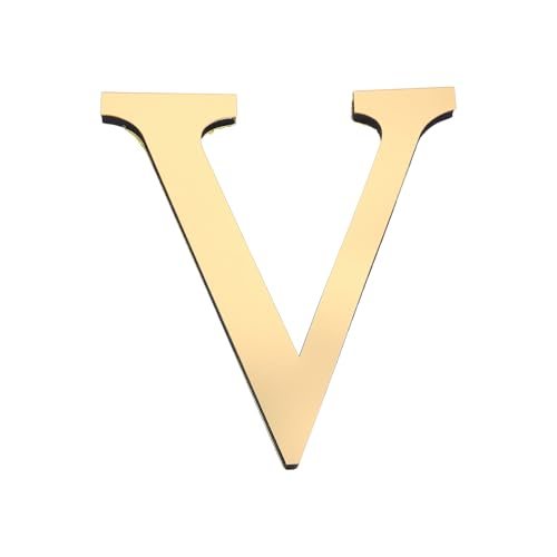 7.87 Inch 3D Acrylic Alphabet Mirror Wall Stickers Letter V Self-Adhesive — PATIKIL