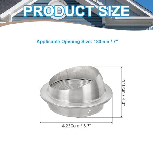 7" Dryer Vent Cover Stainless Steel Exterior Wall Air Vent Large view 2