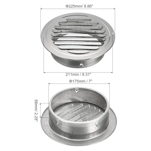 7" Round Soffit Air Vents, Stainless Steel Louver Grille Vent Cover view 2