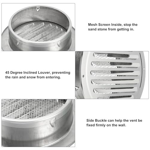 7" Round Soffit Air Vents, Stainless Steel Louver Grille Vent Cover view 4