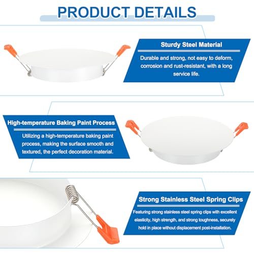 70mm/2.88" Diameter Metal Ceiling Hole Cover Plate 2Pcs Matte White view 4