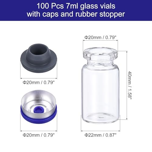 7ml Glass Vials, 100pcs Glass Vial Small Glass Vials Empty Sample Bottle view 2