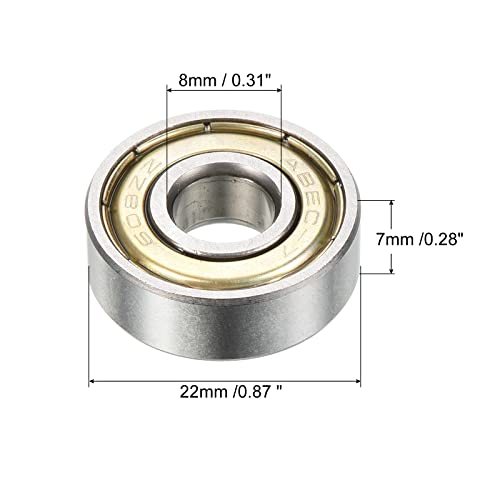 7x22x8mm Skateboard-Bearing, 10 Pack 608ZZ ABEC-7 Steel Ball Bearings view 2