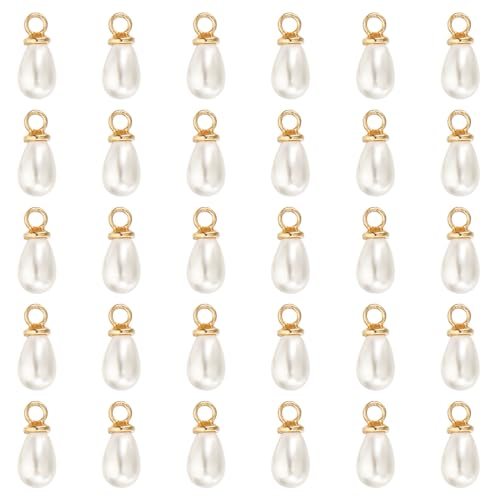 7x5mm Pearl Charm 50Pcs Faux Pearl Teardrop Beads Bulk Gold, Pearl — PATIKIL