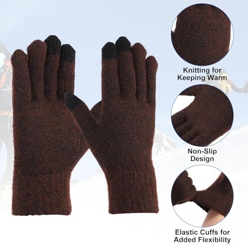 8.7" x 3.5" Touchscreen Winter Gloves, 1 Pair Unisex Knit Gloves Touch view 3