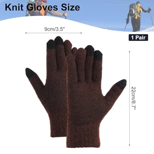 8.7" x 3.5" Touchscreen Winter Gloves, 1 Pair Unisex Knit Gloves Touch view 2