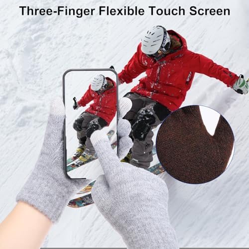 8.7" x 3.5" Touchscreen Winter Gloves, 1 Pair Unisex Knit Gloves Touch view 4