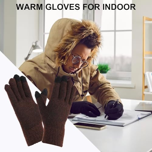 8.7" x 3.5" Touchscreen Winter Gloves, 1 Pair Unisex Knit Gloves Touch view 5