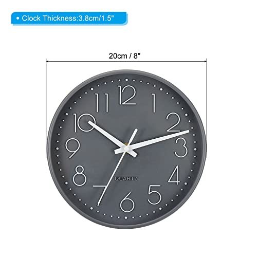 8 Inch Round Wall Clock, Battery Operated Silent Non-Ticking Wall Clocks view 2