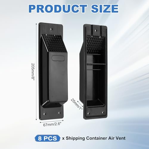 8" Shipping Container Air Vent Cross Vent Kit Black 8Pcs, Flow view 2