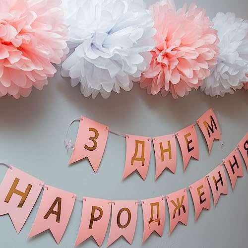 8" Tissue Pom Poms Flowers, 5 Pack Paper Flower Ball view 5