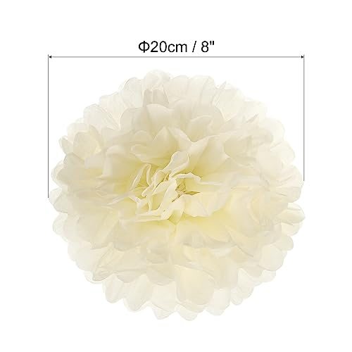 8" Tissue Pom Poms Flowers Beige view 2