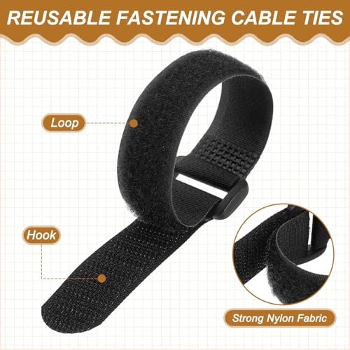 8"x0.79" Reusable Cable Ties Adjustable Hook and Loop Straps 10Pcs view 3
