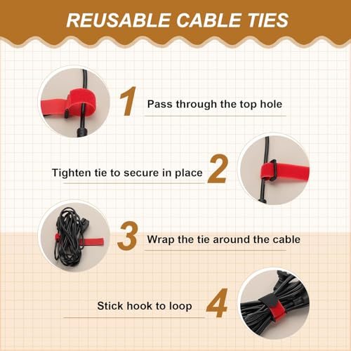 8"x0.79" Reusable Cable Ties Adjustable Hook and Loop Straps 10Pcs view 4