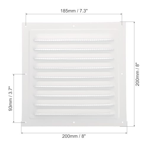 8"x8" Aluminum Gable Vent, Exterior Wall Outlet Vent Cover HVAC Air view 2