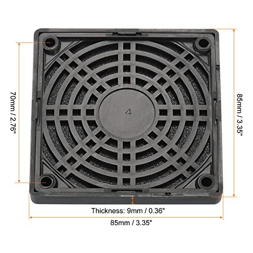 80mm Cooling Fan Filter with Screw, Black view 2