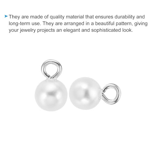 8mm Silvery White Faux Pearl Charm, 100pcs DIY Jewelry Making Charm view 4