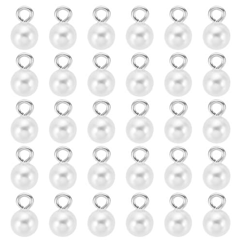 8mm Silvery White Faux Pearl Charm, 100pcs DIY Jewelry Making Charm — PATIKIL