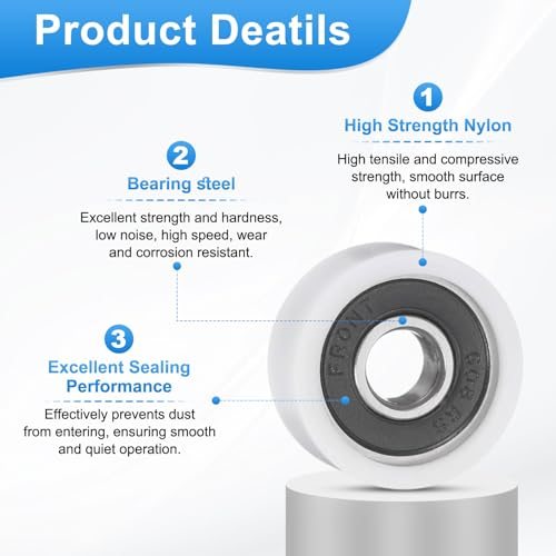 8mmx26mmx11mm Ball Bearing Guide Pulley Roller Nylon Round, Wheel Double view 3