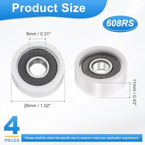 8mmx26mmx11mm Ball Bearing Guide Pulley Roller Nylon Round, Wheel Double view 2
