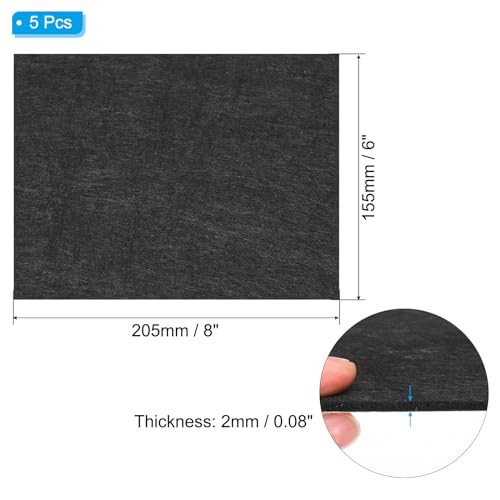 8x6 Inch Black Felt Rectangular Furniture Pad, 5 Pack, Anti-Scratch view 2