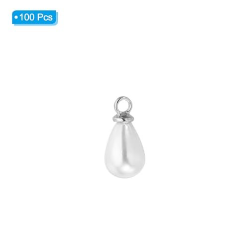 8x6mm Pearl Charm, 100Pcs Pearl Beads Teardrop Faux Pearl Pendant Charm view 3