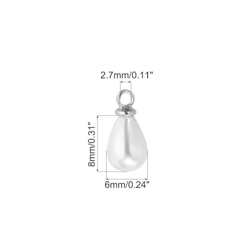 8x6mm Pearl Charm, 100Pcs Pearl Beads Teardrop Faux Pearl Pendant Charm view 2