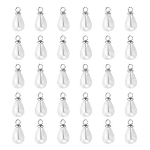 8x6mm Pearl Charm, 100Pcs Pearl Beads Teardrop Faux Pearl Pendant Charm — PATIKIL