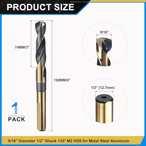 9/16" Drill Bit 1/2" Reduced Shank 135° M2 HSS view 2