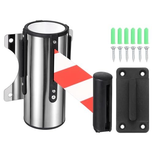 9.8FT Fixed Wall Mount Retractable Belt Barrier Set, Metal Safety Belt — PATIKIL