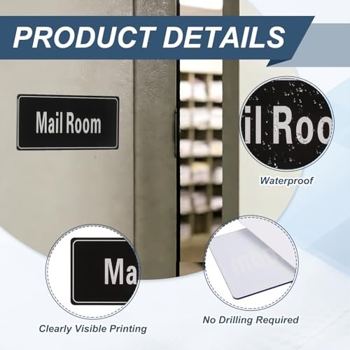 9"x3" Mail Room Sign, 2Pcs, Black view 3