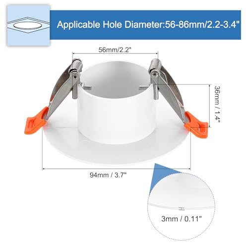 94mm / 3.7" Diameter Spring Ceiling Hole Cover Plate White view 2