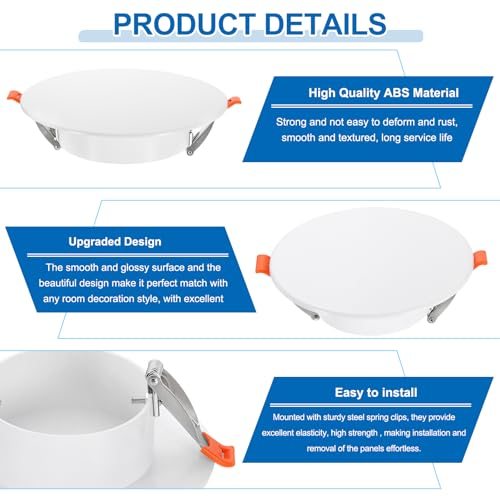 94mm / 3.7" Diameter Spring Ceiling Hole Cover Plate White view 4