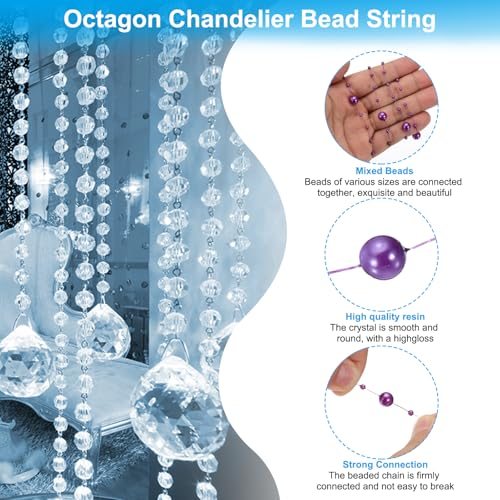 98.4Ft Faux Pearls String Garland Plastic Pearl Strand Chain Purple view 3