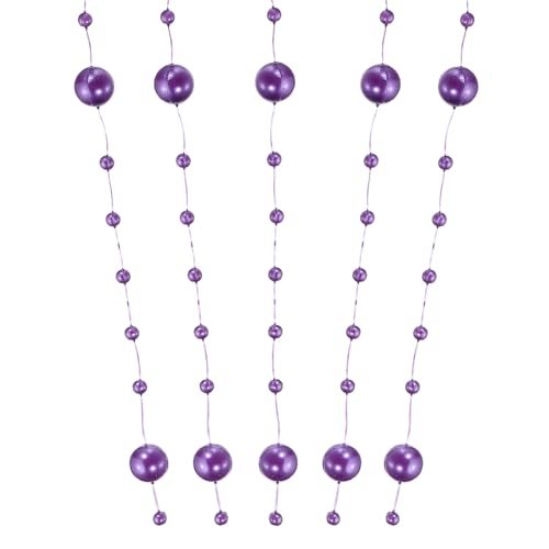 98.4Ft Faux Pearls String Garland Plastic Pearl Strand Chain Purple — PATIKIL