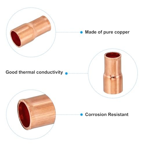 99.9% Pure Copper Reducing Coupling Pressure Fitting Pipe Tube Connector view 3