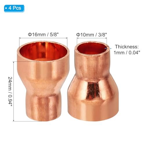 99.9% Pure Copper Reducing Coupling Pressure Fitting Pipe Tube Connector view 2
