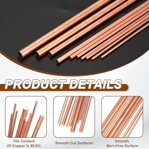 99.99% Pure Copper Round Rod 3 Pcs 1.8mm 0.07" Dia 10.2" Length view 3