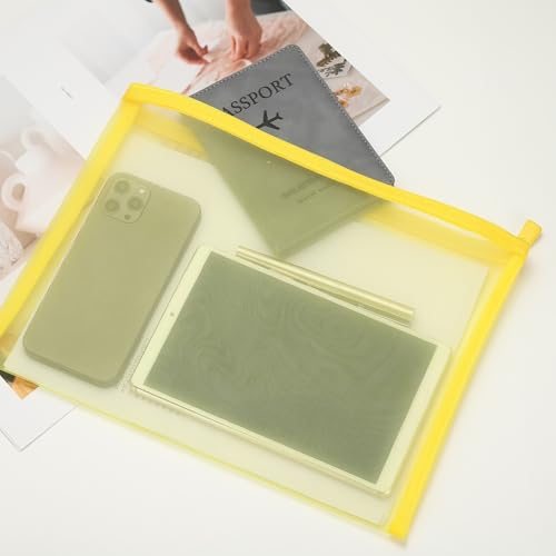 A4 Mesh Zipper Pouch Bags, 5 PCS Mesh Bags 34x24cm Yellow, Plastic view 4